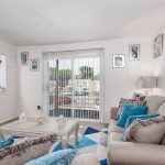 Looking towards the patio from inside a model apartment